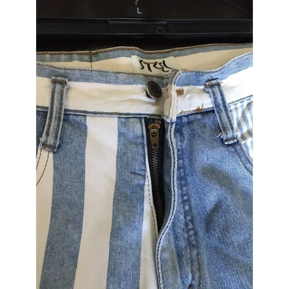 Vintage Y2K Steel Jeans  Sz 5 High Waisted Denim Color Block Carpenter Shorts - Picture 9 of 10